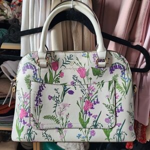 Nanette Lepore White Floral Purse Satchel Medium.